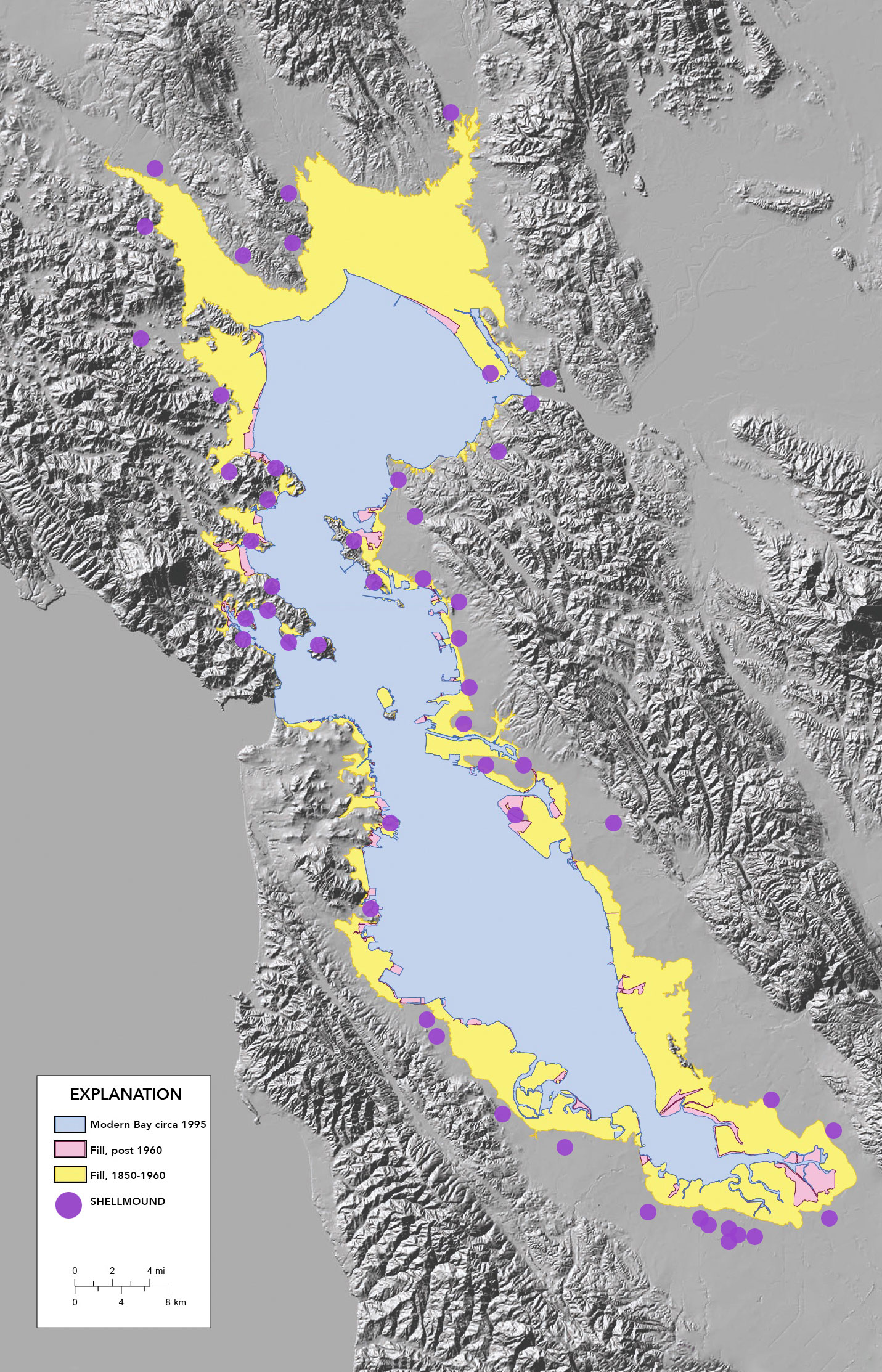 map showing impact of humans on bay