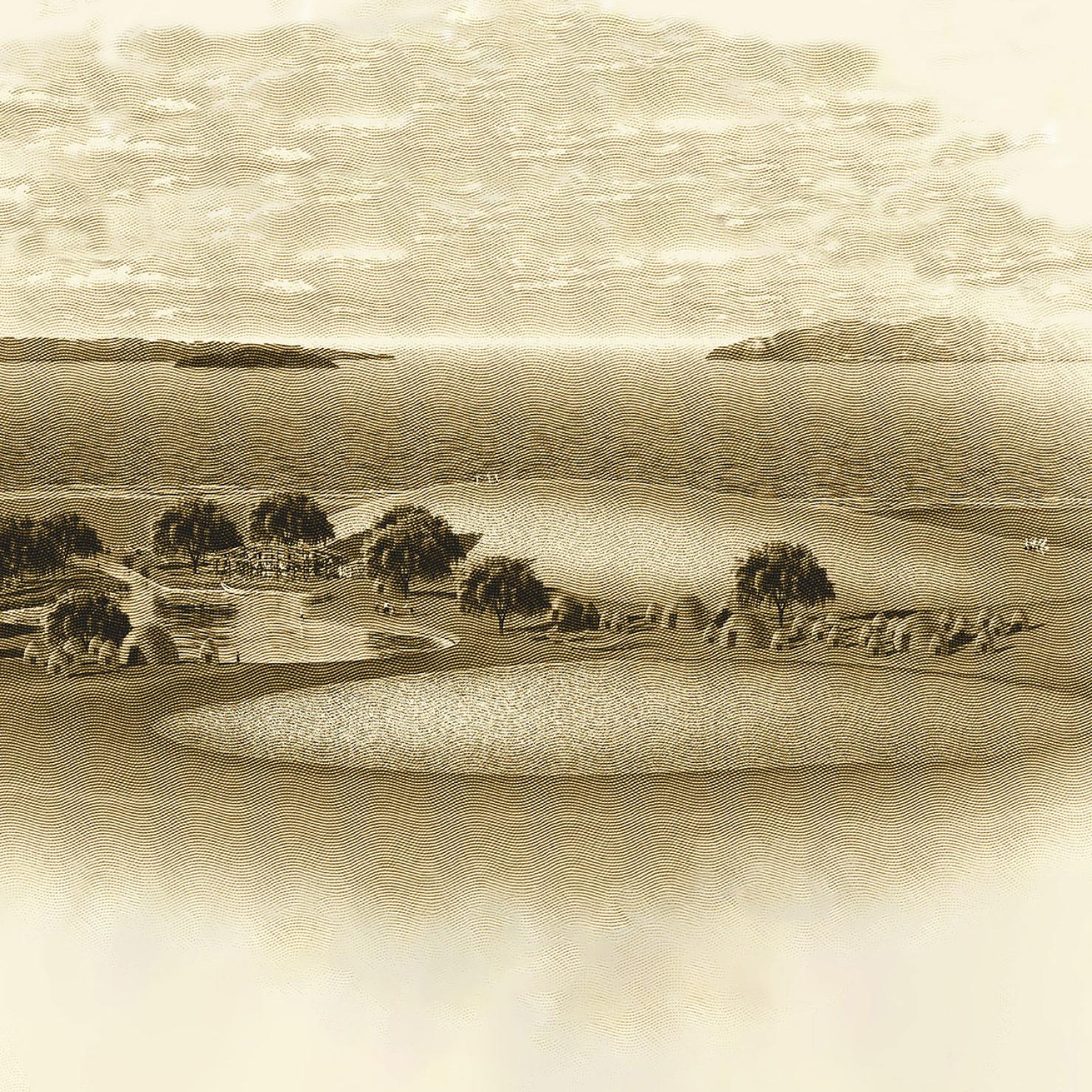 illustration of shell mound and bay